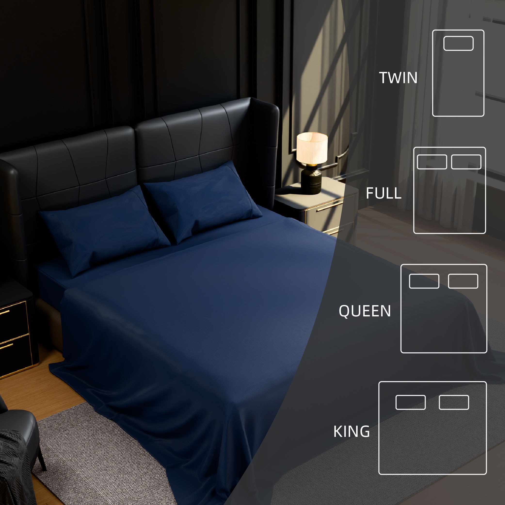 Bedding Queen Bed Sheets Set - 4 Piece Bedding - Brushed Microfiber - Shrinkage And Fade Resistant - Easy Care (Queen, Navy Blue)_voghion.com